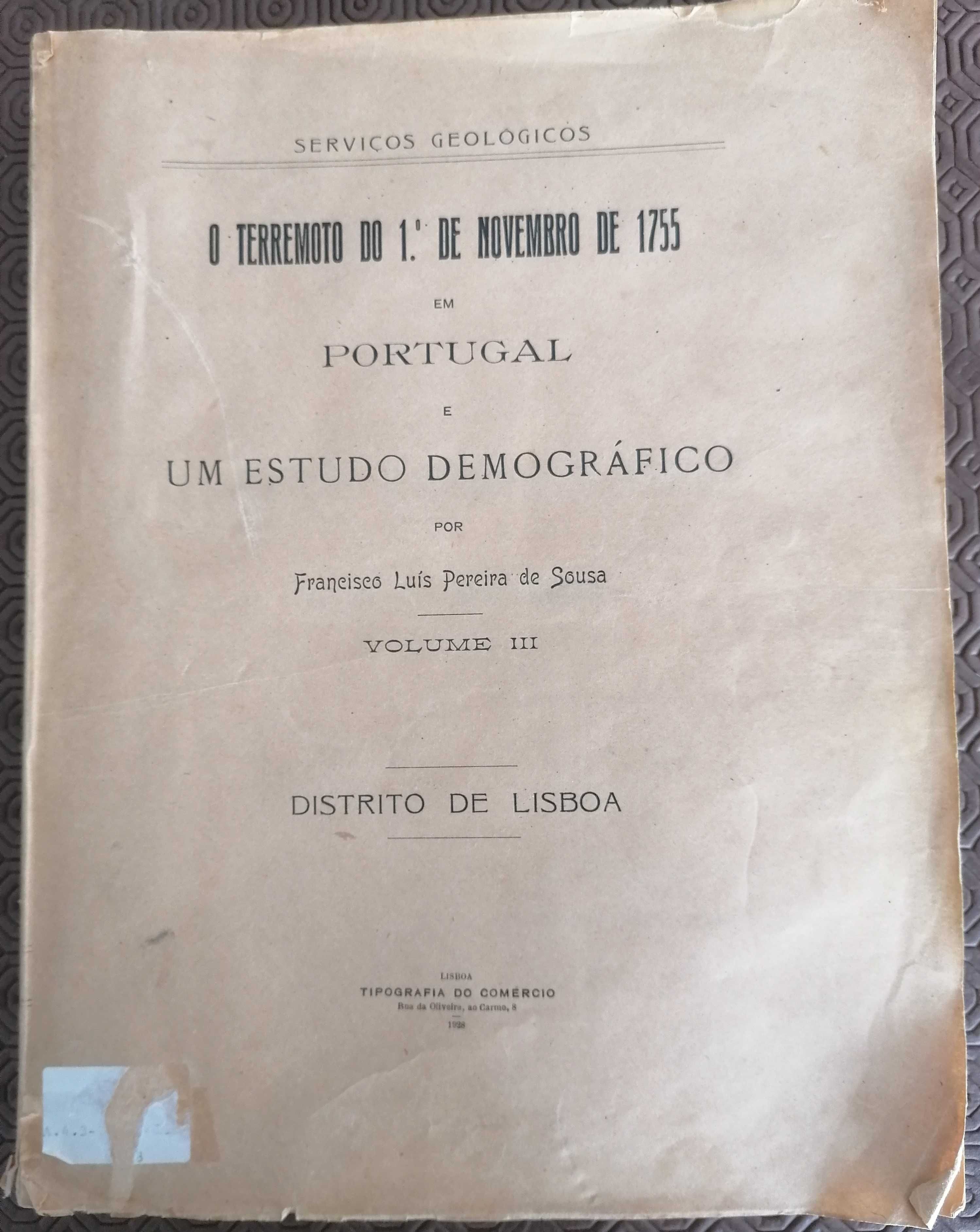 Livro de 1932 sobre o Terremoto de 1755