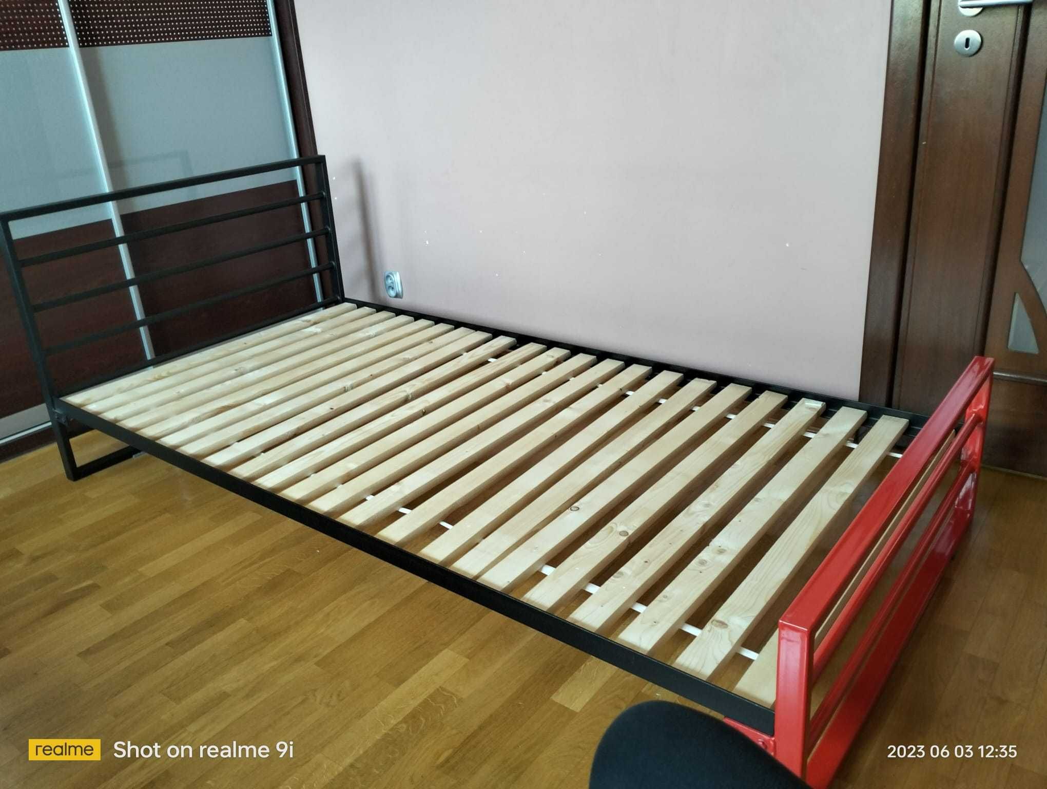 Łóżko pojedyncze ze stelażem, metalowe, Lak System Premium 100x200