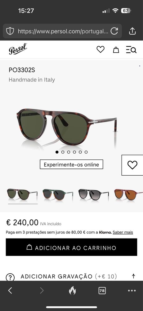 Oculos de Sol Persol Novos