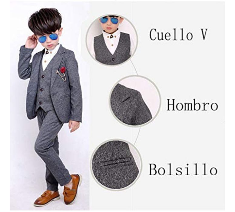 Fengchengjize Chłopięcy garnitur 7-8 lat 130 cm. Slim Fit Zestaw 3 szt