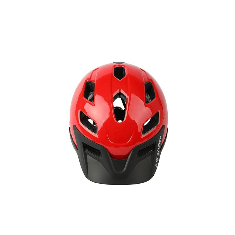 Kask rowerowy dziecięcy młodzieżowy 50-57 cm czerwony z daszkiem