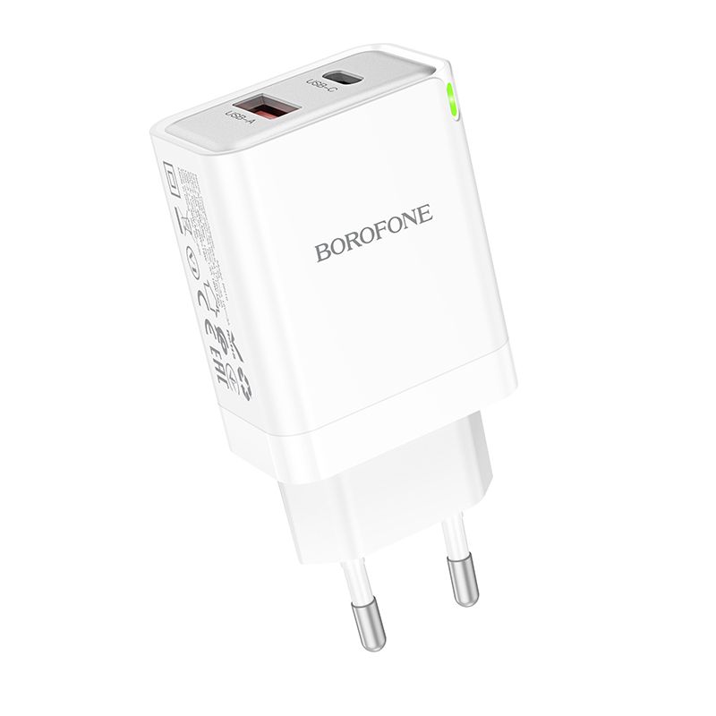 Borofone Ładowarka Sieciowa Bn16 Tough - Usb + Typ C - Pd 45W 3A Biała