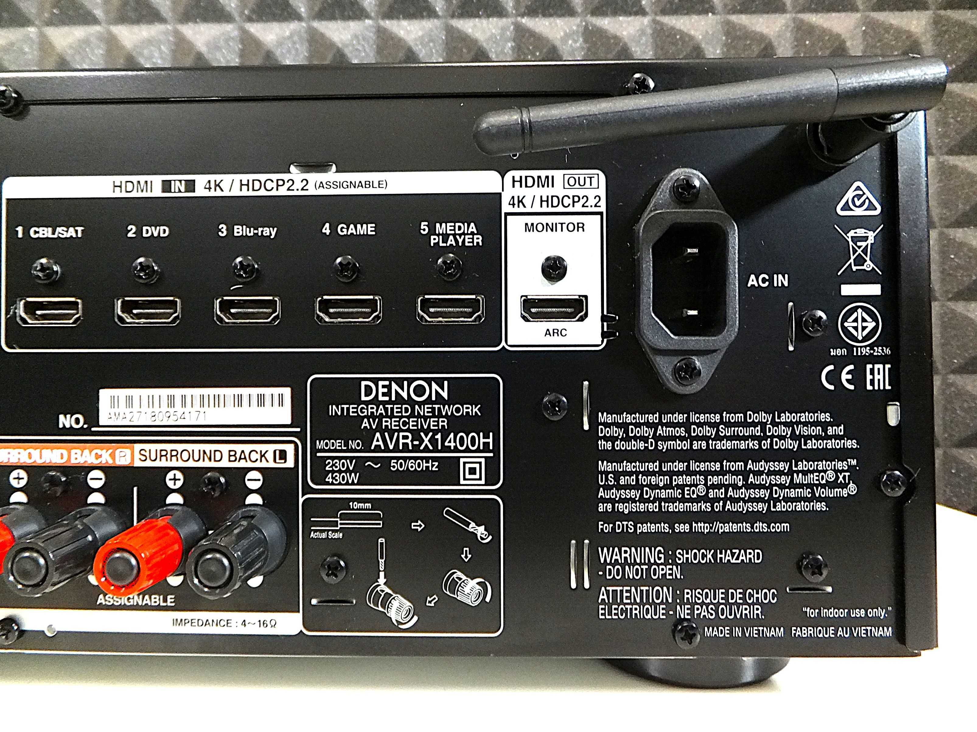 Amplituner kina domowego 7.2 DENON AVR-X1400H / Wi-Fi, Bluetooth, Heos