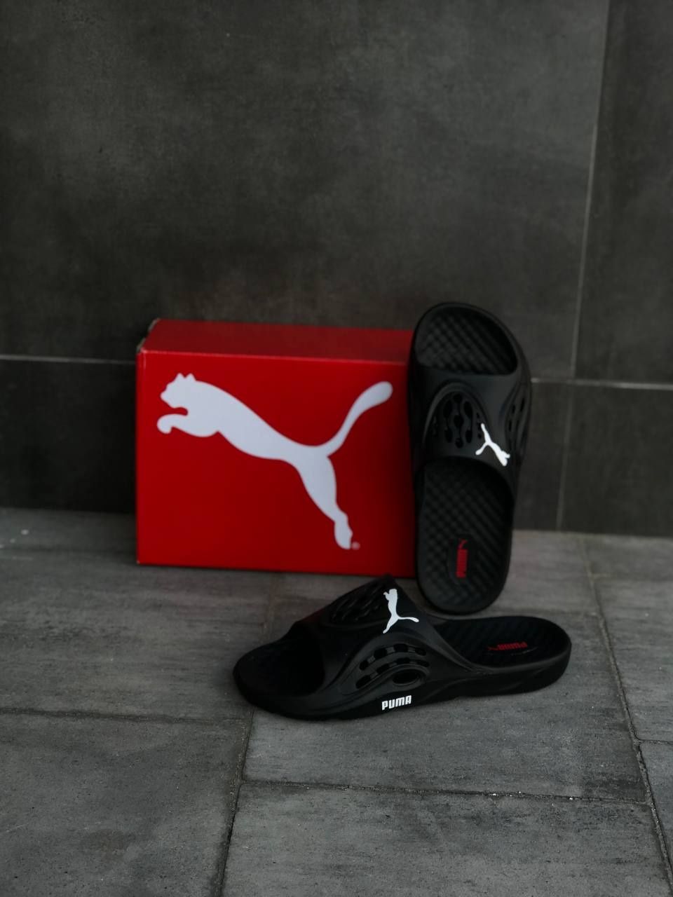 Мужские шльепанцы Puma Черные летние тапочки Пума шльопанці Пума