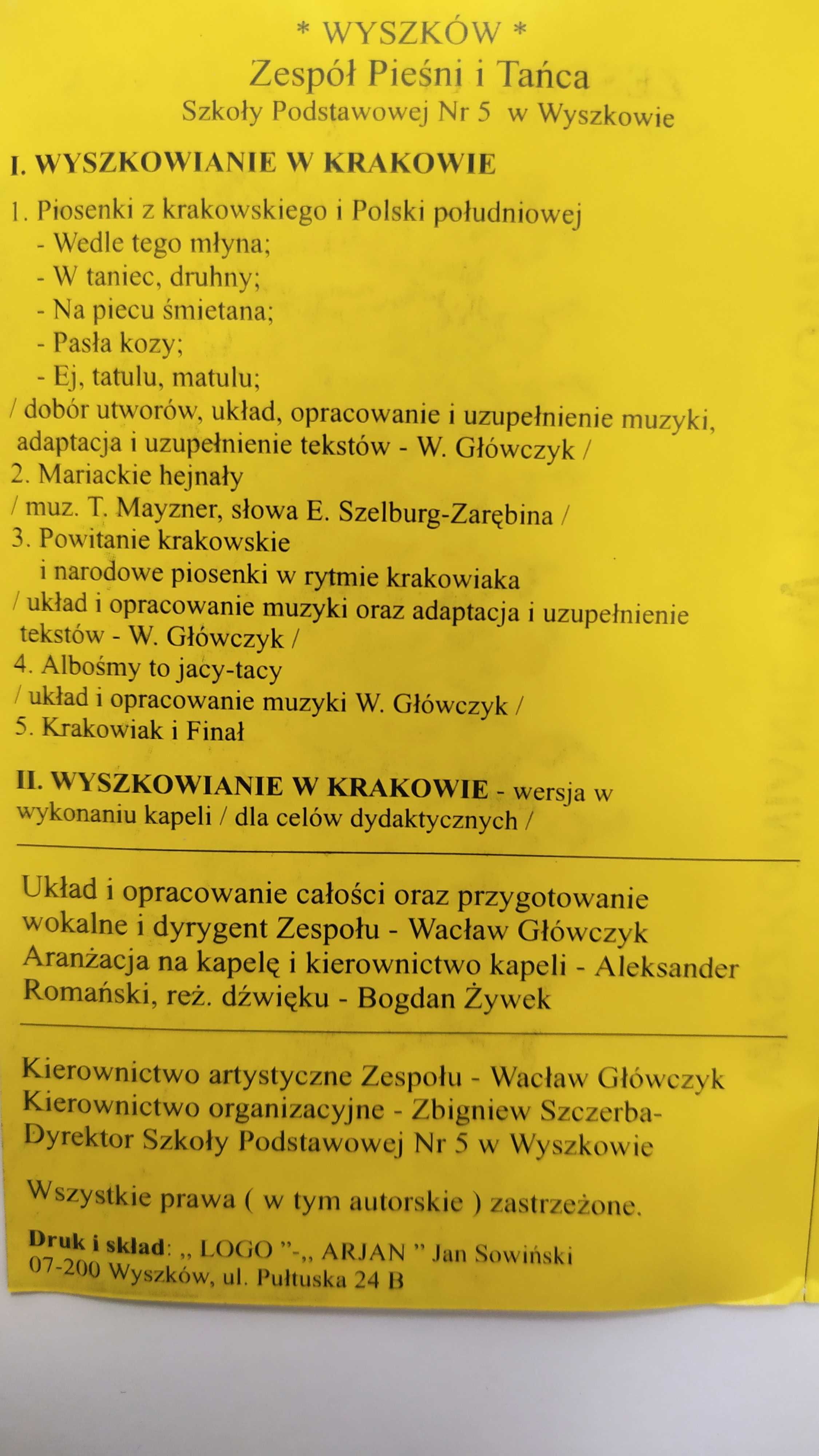 Zespół Pieśni i Tańca Wyszkowianie w Krakowie SP nr5 kaseta MC