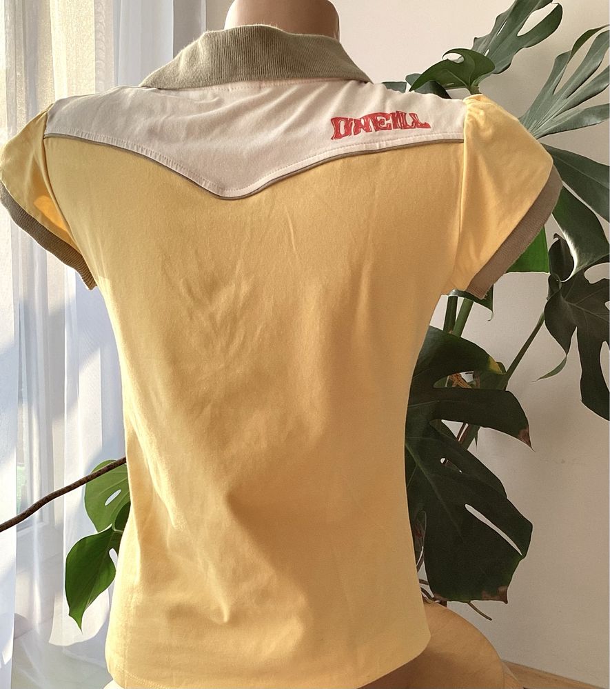 Bluzka damska polo kolor żółty, khaki
