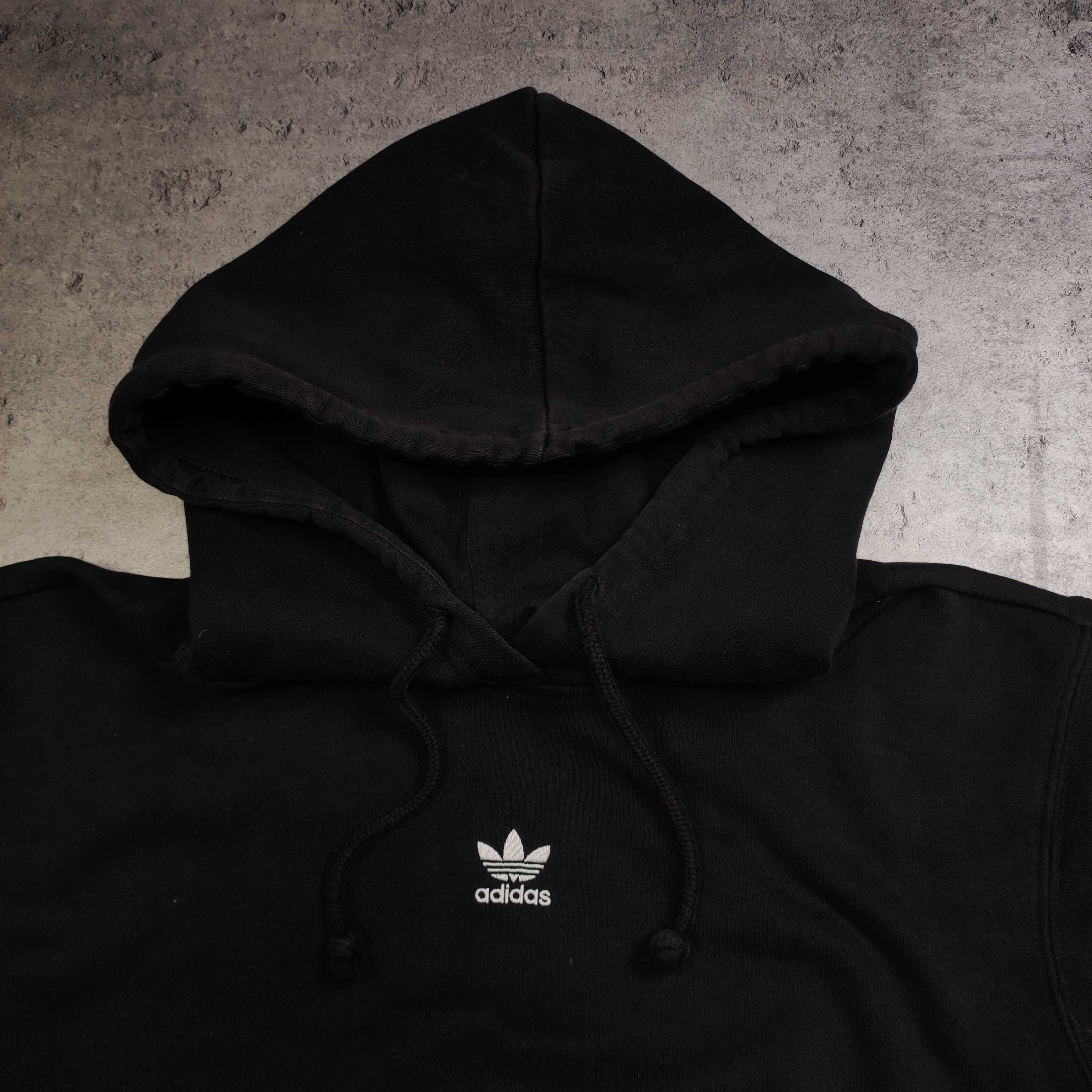 MĘSKA Bluza z Kapturem Hoodie Czarna Małe Logo Adidas Bawełna Original