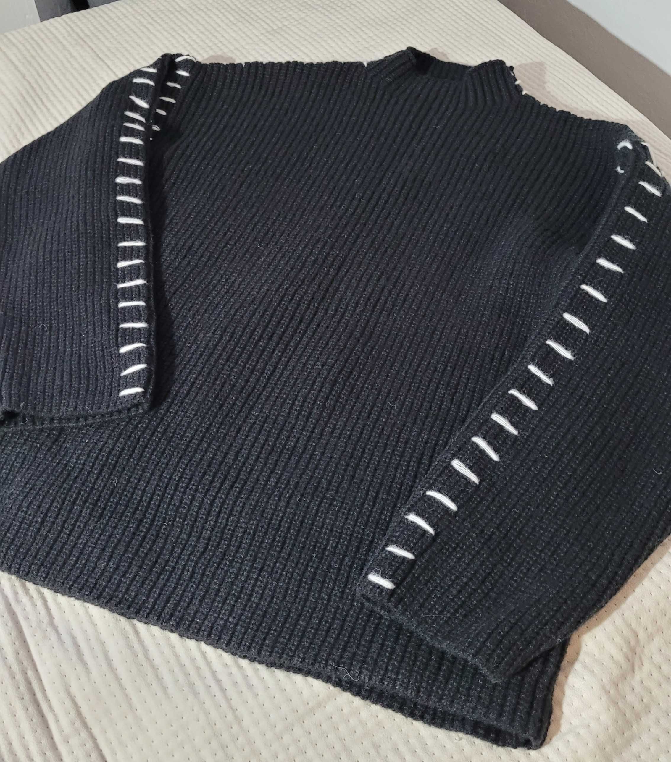 Gruby mięsisty ciepły sweter pół golf rozmiar M 38 oversize luźny