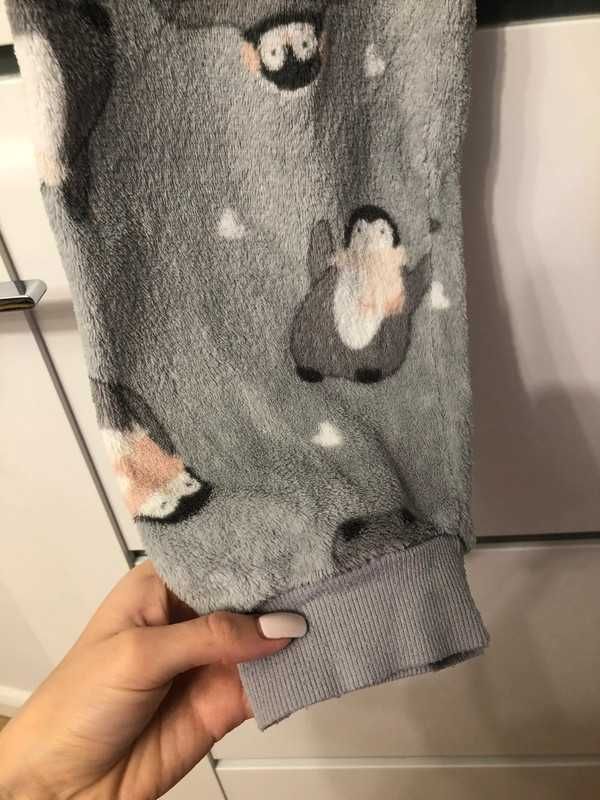 Szary komplet zestaw piżamowy piżama z pingwinami Primark