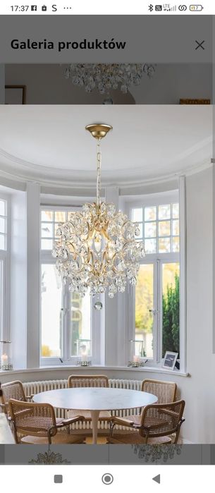 BESTIER Złoty nowoczesny żyrandol wiszący kryształ kropla deszczu oświ