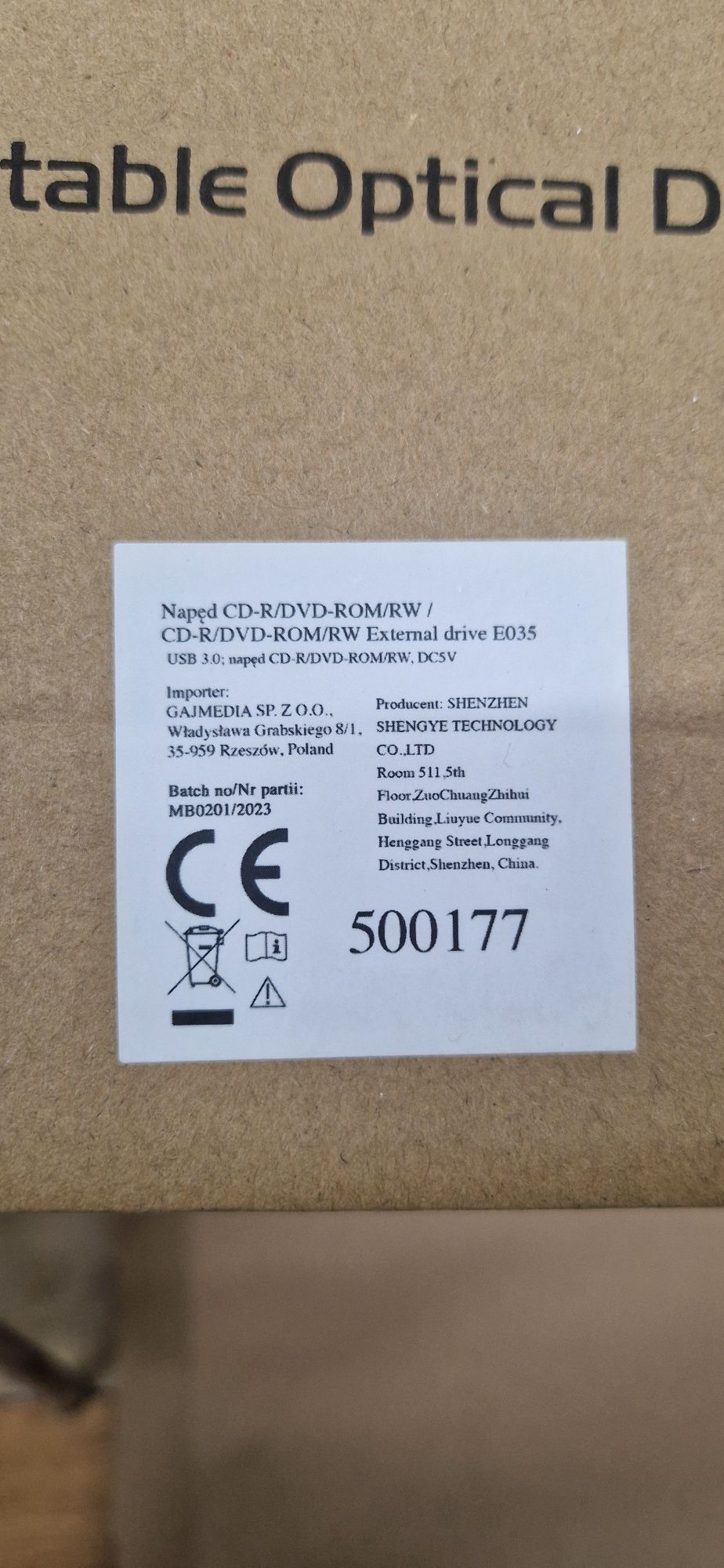Zewnętrzna nagrywarka odtwarzacz DVD/CD na USB