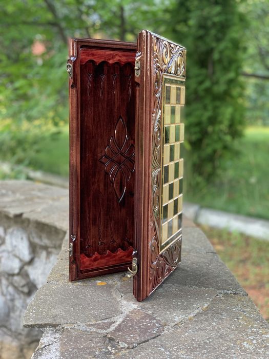 Шахи нарди набір 3в1 ручна робота деревина подарунок різьба  опигінал