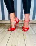 115/ OD RĘKI 46 Czerwone męskie sandały Trans Crossdress 13 cm 36-48EU