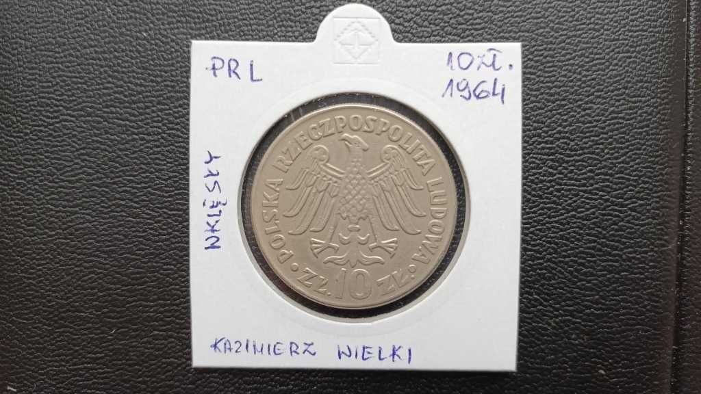 Moneta 10 zł.PRL K.Wielki 1964 Wklęsły, Menniczy