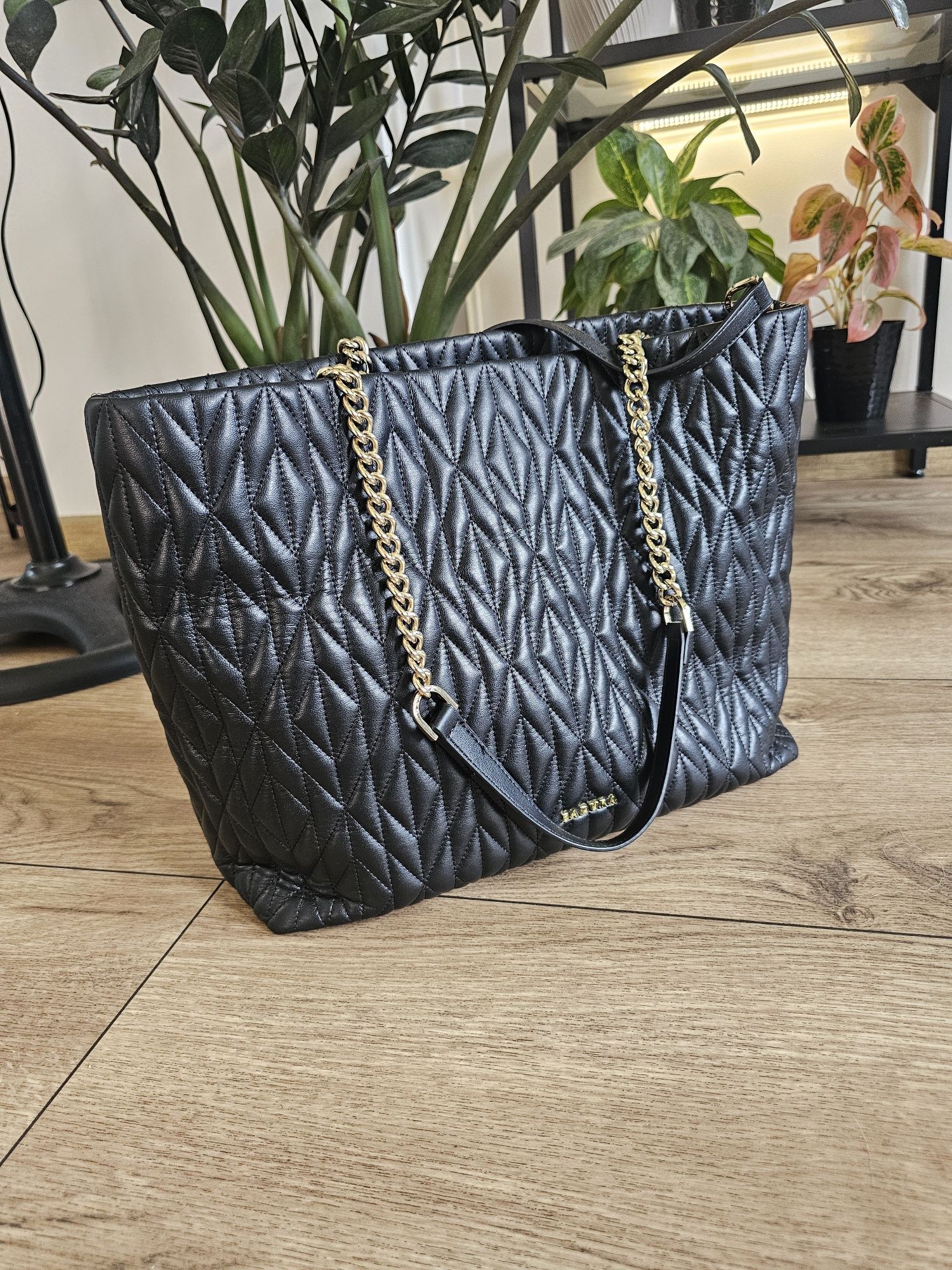 Torebka pikowana Badura shopper czarna