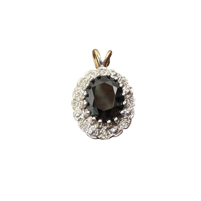 Wspaniała złota zawieszka z diamentami i szafirem 375 2.05G