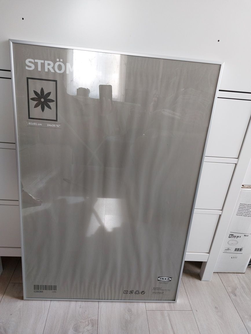 Ramka Strömby Ikea - (61 x 91cm)  - Srebrny - Metal że szkłem