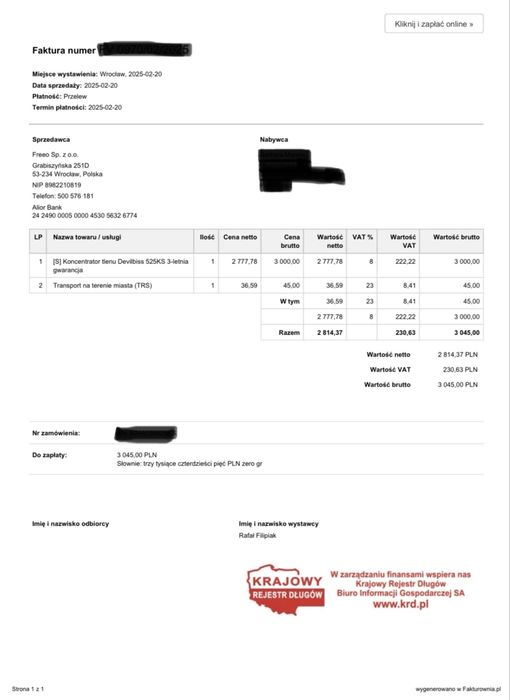 Koncentrator tlenu DeVilbiss na gwarancji!