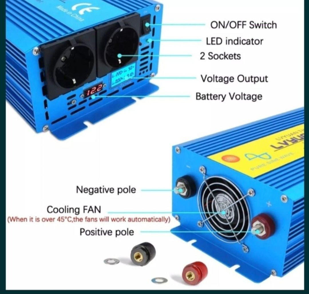 Інвертор з чистим синусом Tataliken 1600W