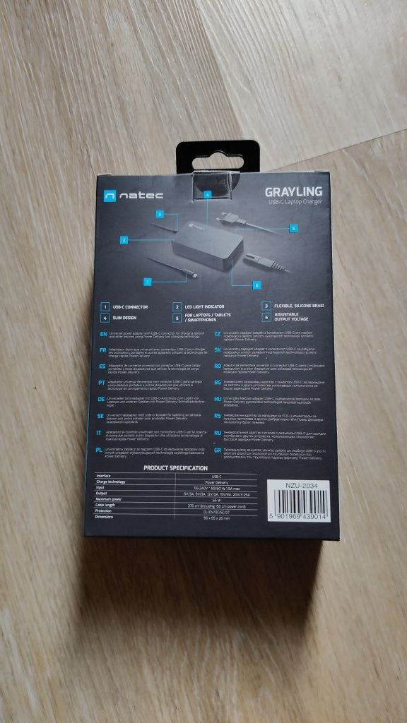Zasilacz laptopów NATEC GRAYLING USB-C 65W ładowarka notepadów Lenovo