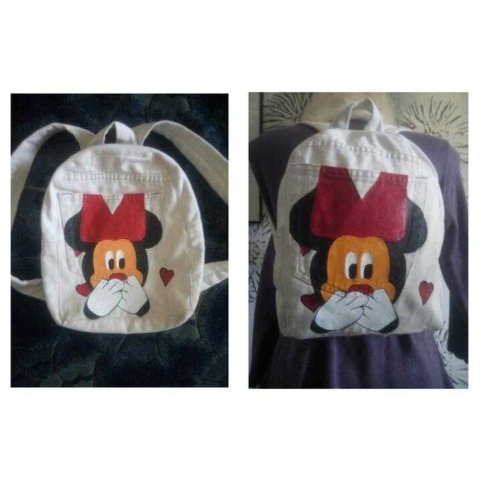 Эксклюзивный модный джинсовый рюкзак hand made с ручным рисунком акрил