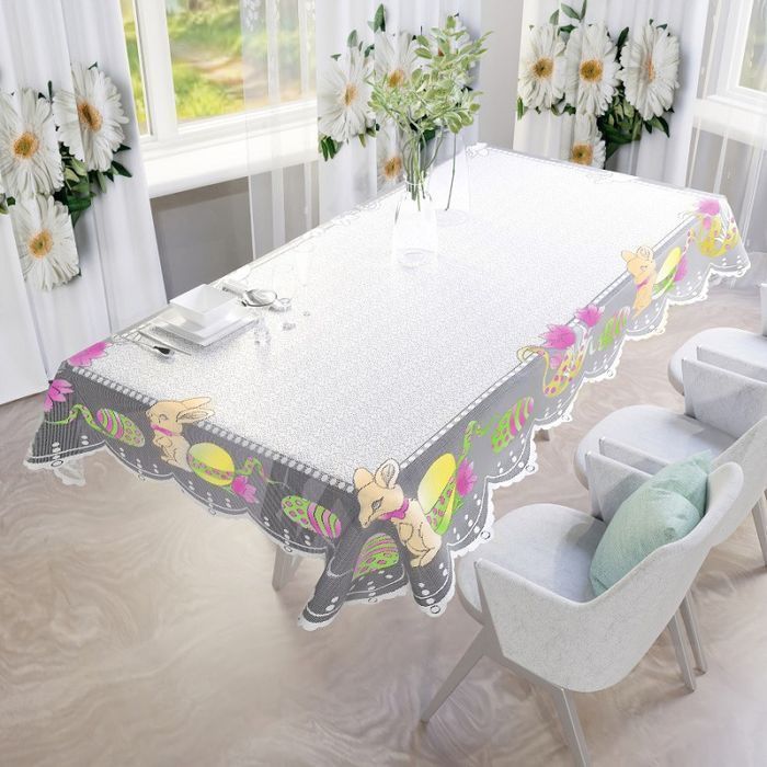 Obrus żakardowy Easter biało-kolorowy 130 x 180 [cm]
