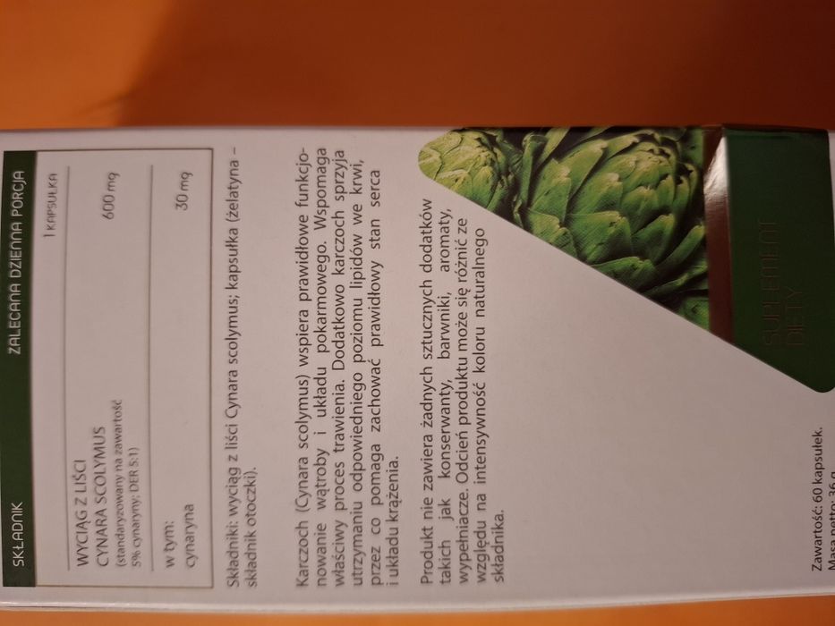 suplement diety karczoch,  dw.03.2027