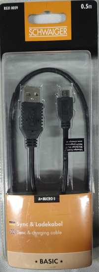 Schwaiger B531 kabel ładowania i synchronizacji USB A/micro USB