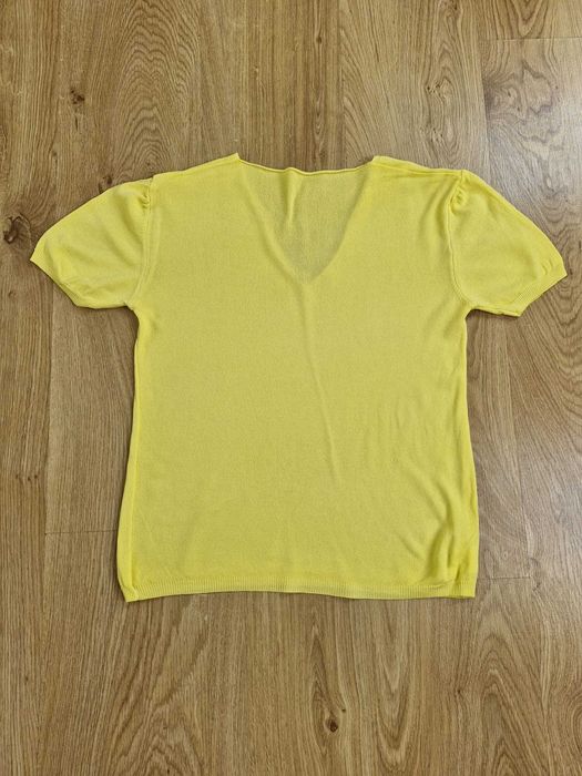 włoska żółta koszulka z wiskozy z dekoltem w serek roz. S