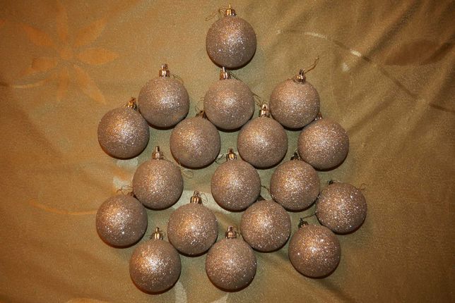 Duże tradycyjne bańki bombki choinkowe srebrne brokatowe 6 cm 18 szt