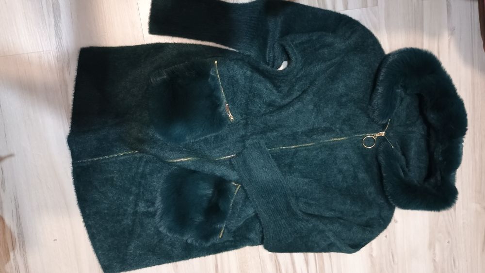 alpaka bez podszewki , przód zamek , futrzak odpinany