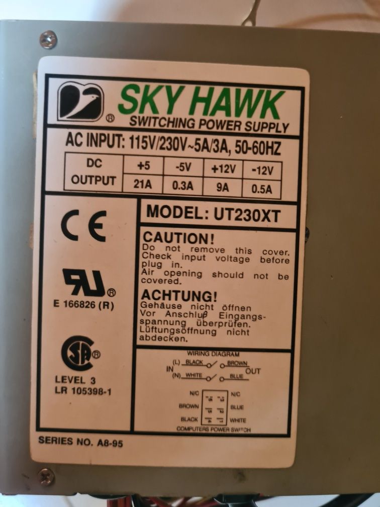 Zasilacz komputerowy AT SKY HAWK UT230XT retro pc
