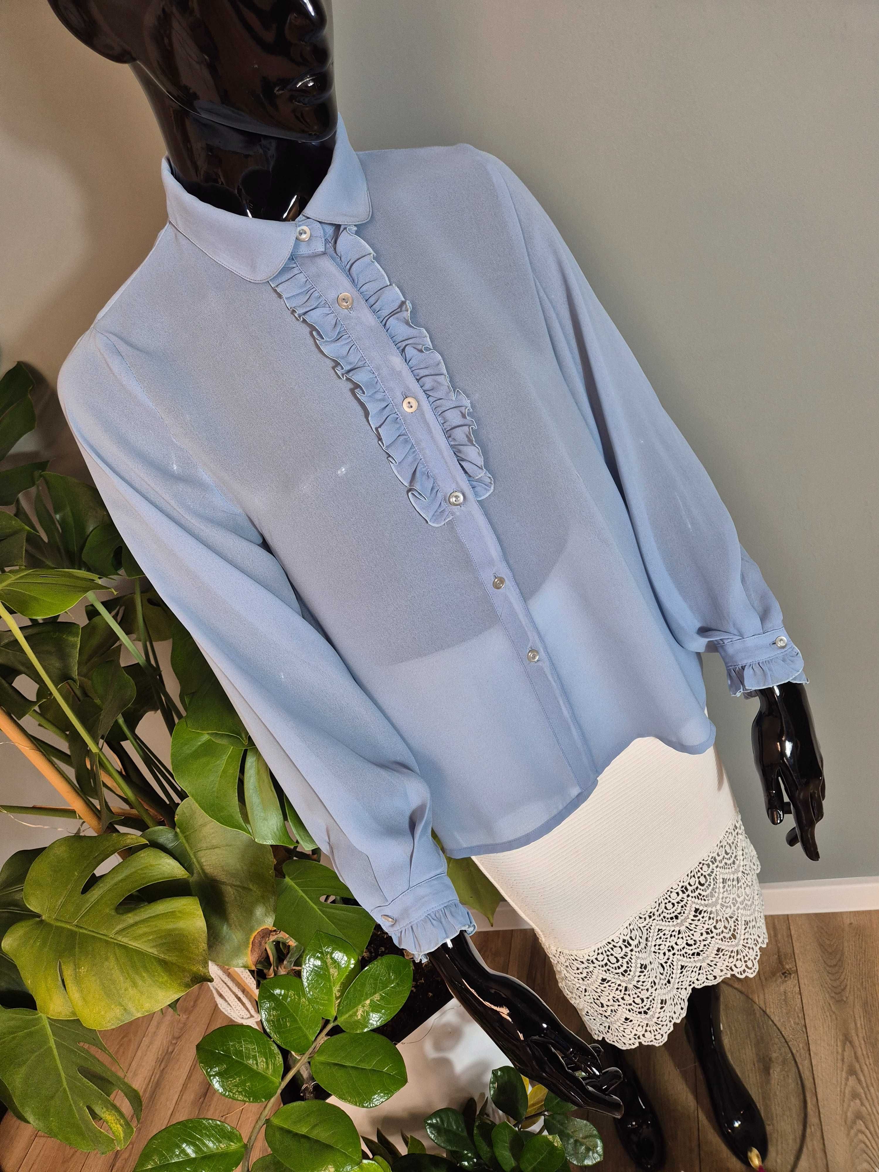 Błękitna koszula damska oversize XL 42 plus size elegancka