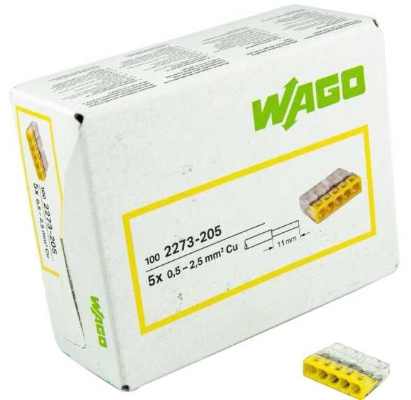 Złączka WAGO instalacyjna do przewodów max 2,5mm 5przew. Wyprze. -50%
