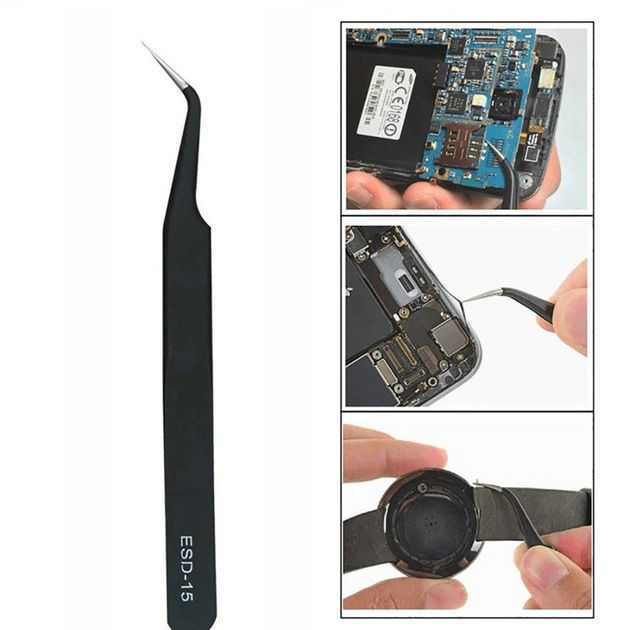 Набір антистатичних інструментів - 10 пінцетів і 1 сталевий шпатель