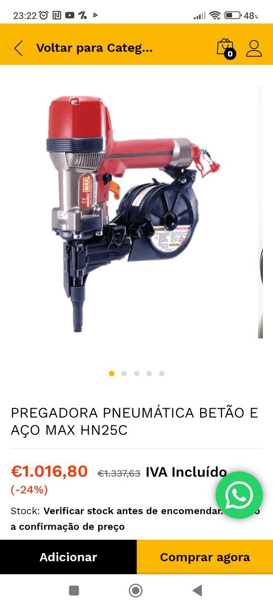 NOVA  Pregadora Pneumática betão e aço Max hn120