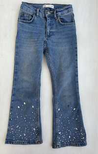 Spodnie jeansowe z kryształkami Zara 122 dzwony