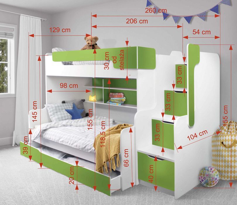 Łóżko piętrowe HARRY MEBLOBED 90x200+120x200