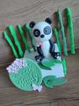 Panda bambusy i tabliczka z imieniem z masy cukrowej dekoracja na tort