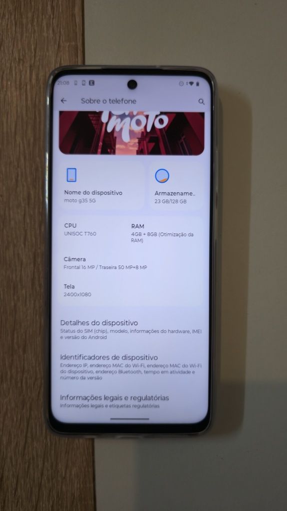 Motorola G35 5G com 128gb armazenamento