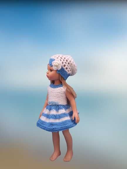 Sukienka i czapeczka dla lalki paola