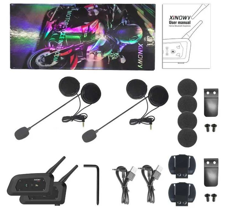 2X INTERKOM MOTOCYKLOWY Ejeas Xinowy V6 PRO Zestaw na dwa kaski Nowy