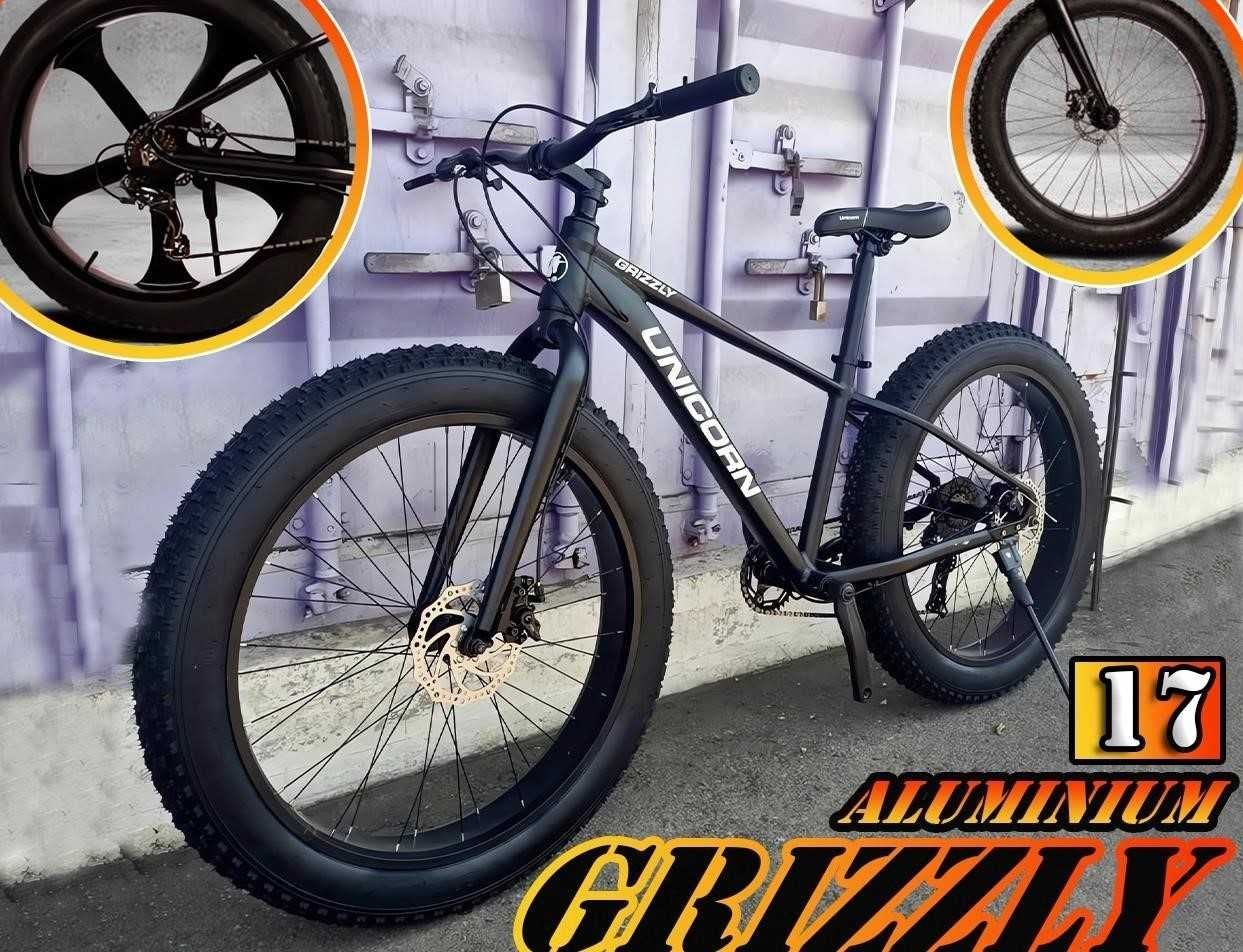 Фетбайк велосипед Fatbike алюминиевый GRIZLY 26"/17" Shimano