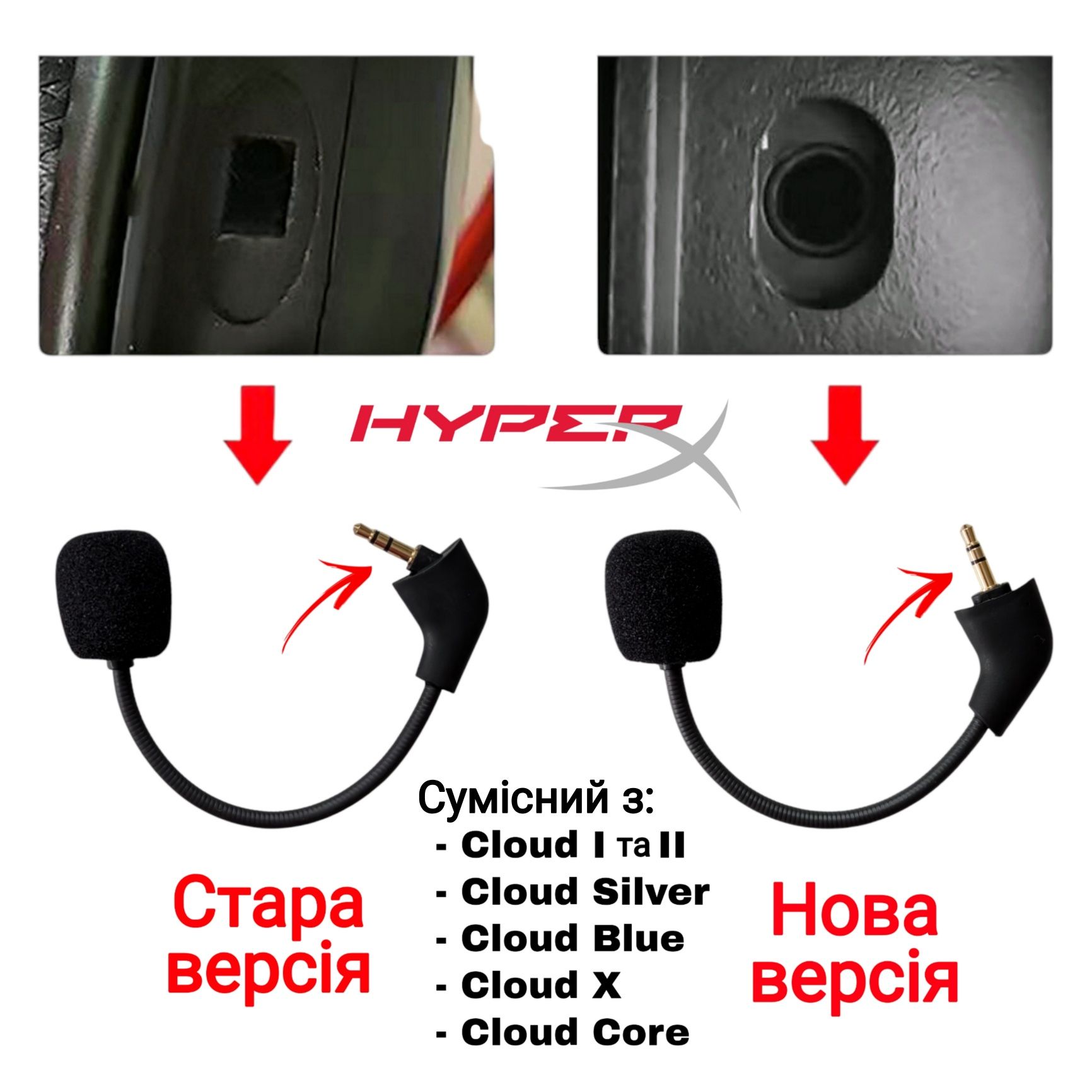 Мікрофони для навушників HyperX, Logitech та JBL
