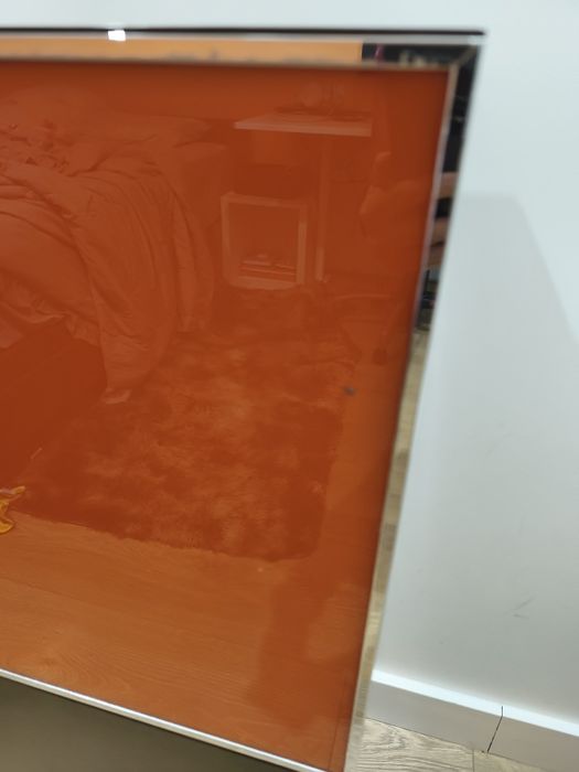 Aparador / Consola castanha / laranja e prata