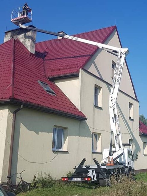 Podnośnik koszowy zwyżka Katowice wynajem  20m 230kg Wycinka drzew