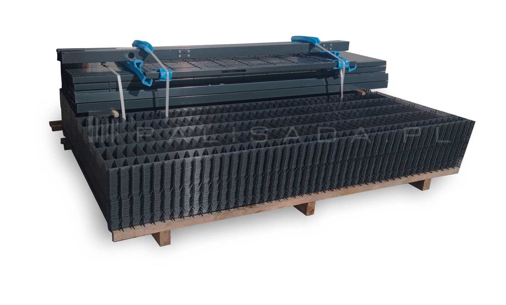 Ogrodzenie panelowe - 100MB - Panel 153cm + Słupek 200cm - GRAFIT