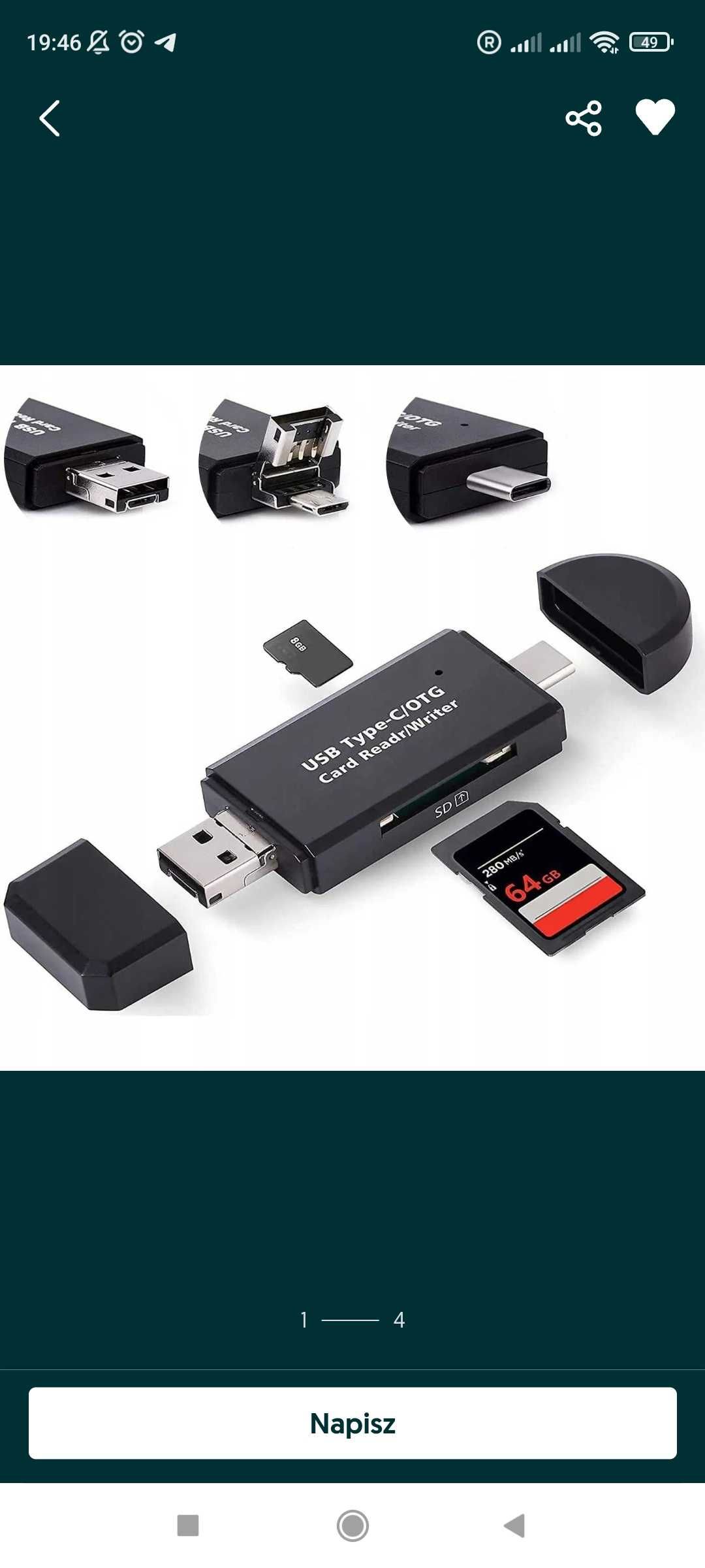 Czytnik kart SD microSD TF USB USB-C micro-usb OTG