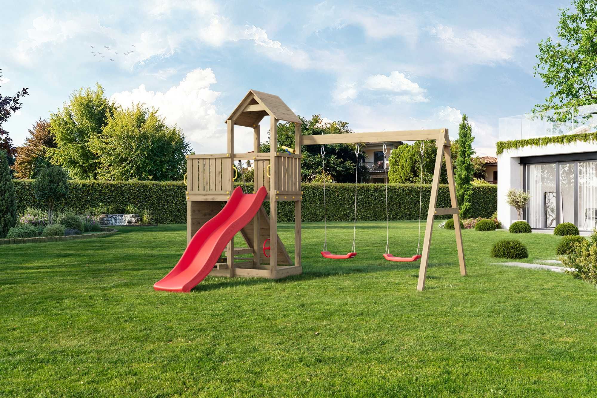 Plac zabaw Domek drewniany nowoczesny DARMOWA DOSTAWA 2-3 dni, atest