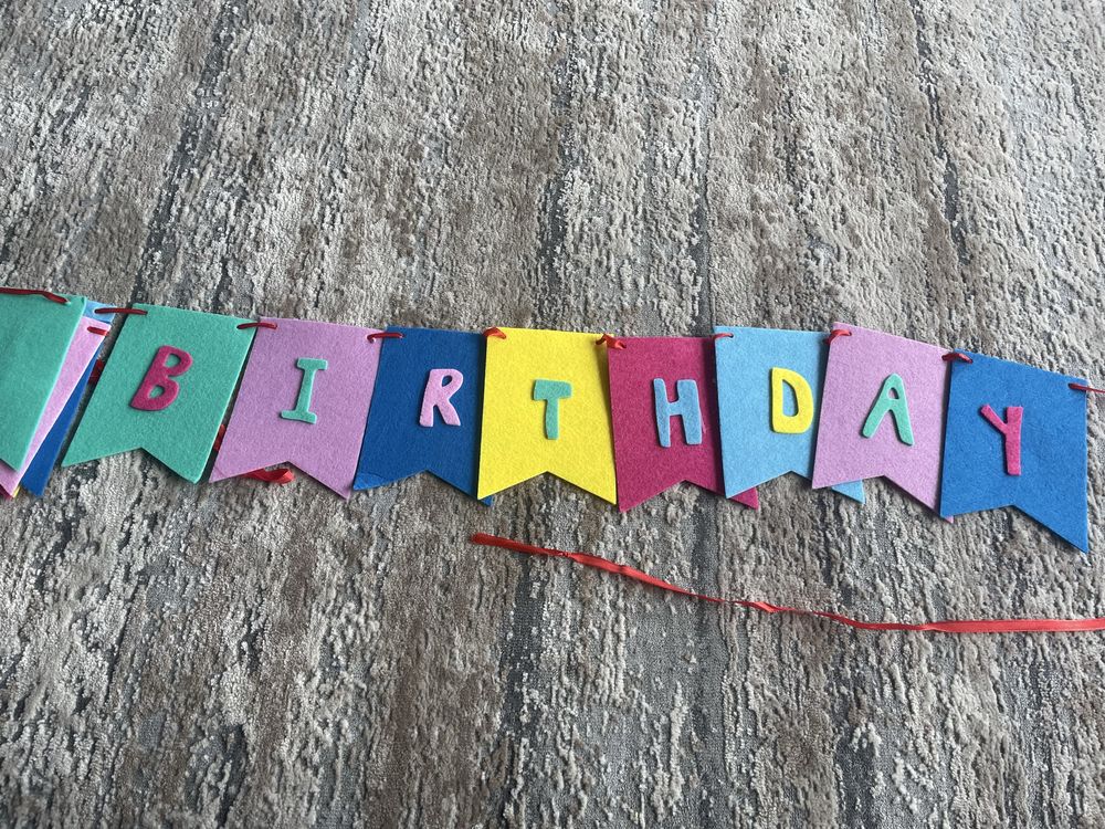 Napis z filcu Happy Birthday